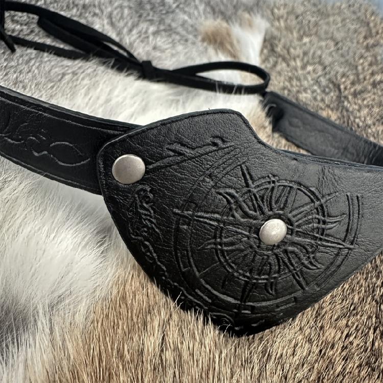 Medieval Leather Eye Patches Vintage Embossed Eye Covers Halloween Medieval Eyewear Accessory for Men LARP Role Playing