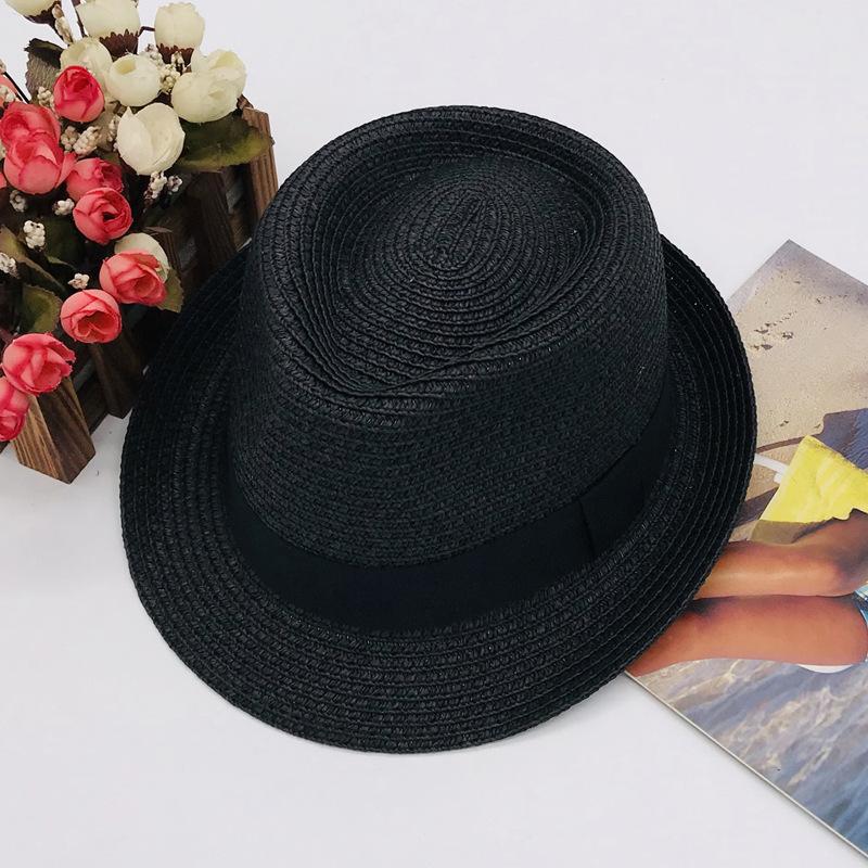 Логотип можно настроить для весенне-осенней шляпы-котелка с короткими полями, промо-подарочной шляпы, соломенной шляпы, универсальной подарочной шляпы для мужчин и женщин Adjustable чёрный