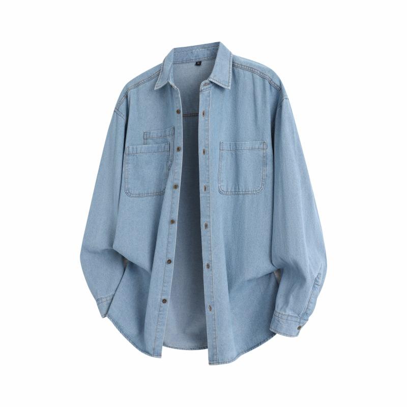 Minimalist Solid Color Men's Long-sleeved Shirts In The Autumn 2026 Denim Lapel Men's Casual Jacket Coat Men's Breathable Work Casual Jacket
