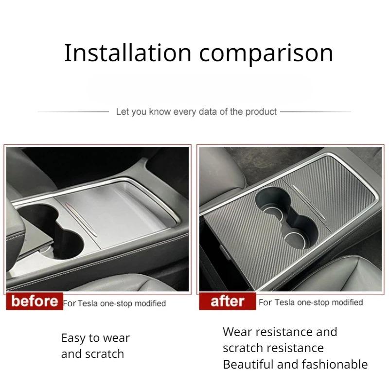 Center Console Cover For Tesla Model 3 Y 2021-2023 100% Real Carbon Fiber Armrest Protection Panel Trim Car Interior Accessories