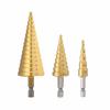 3Pcs Heavy Duty Step Drill Bit Set High Speed Step Drill Bit Hole Cutter  Plastic Drilling