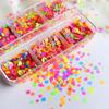 6 Grids Mixed Fluorescent Nail Sequins, Colourful Flower Star Shape Sparkling Flake Decoration Accessories, for Summer Nail Parts