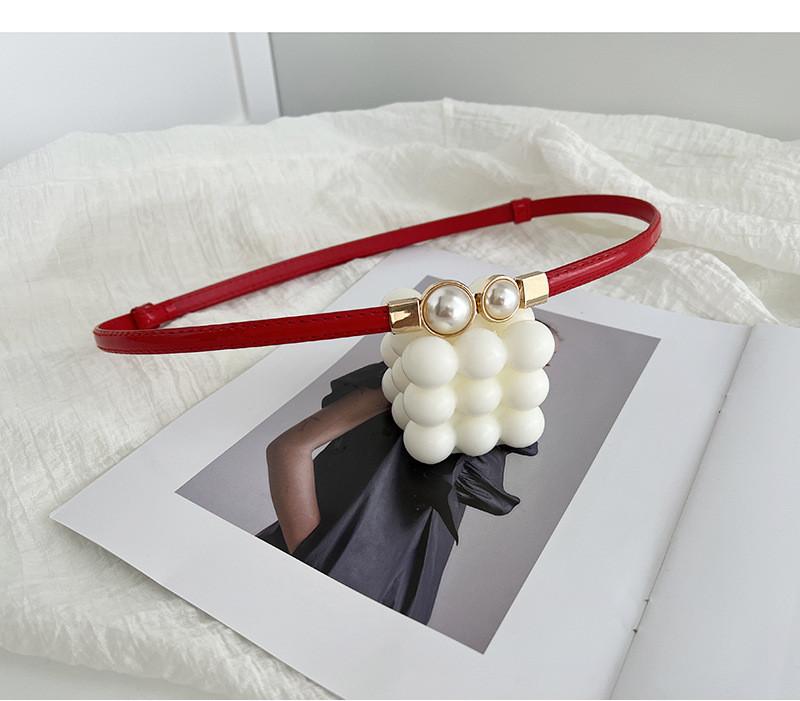 Stunning Matte Black Women's Belt With Elegant Pearl Buckle Perfect For Summer Outfits