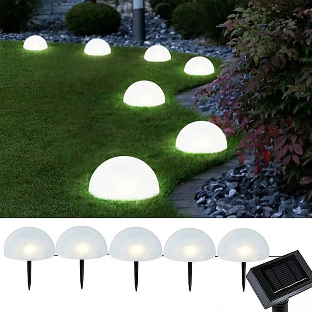 5pcs 1 Drag 5 Lawn Lamps Half Ball Shaped Cobblestone Lamp Solar Ground Lights Outdoor Garden Lawn