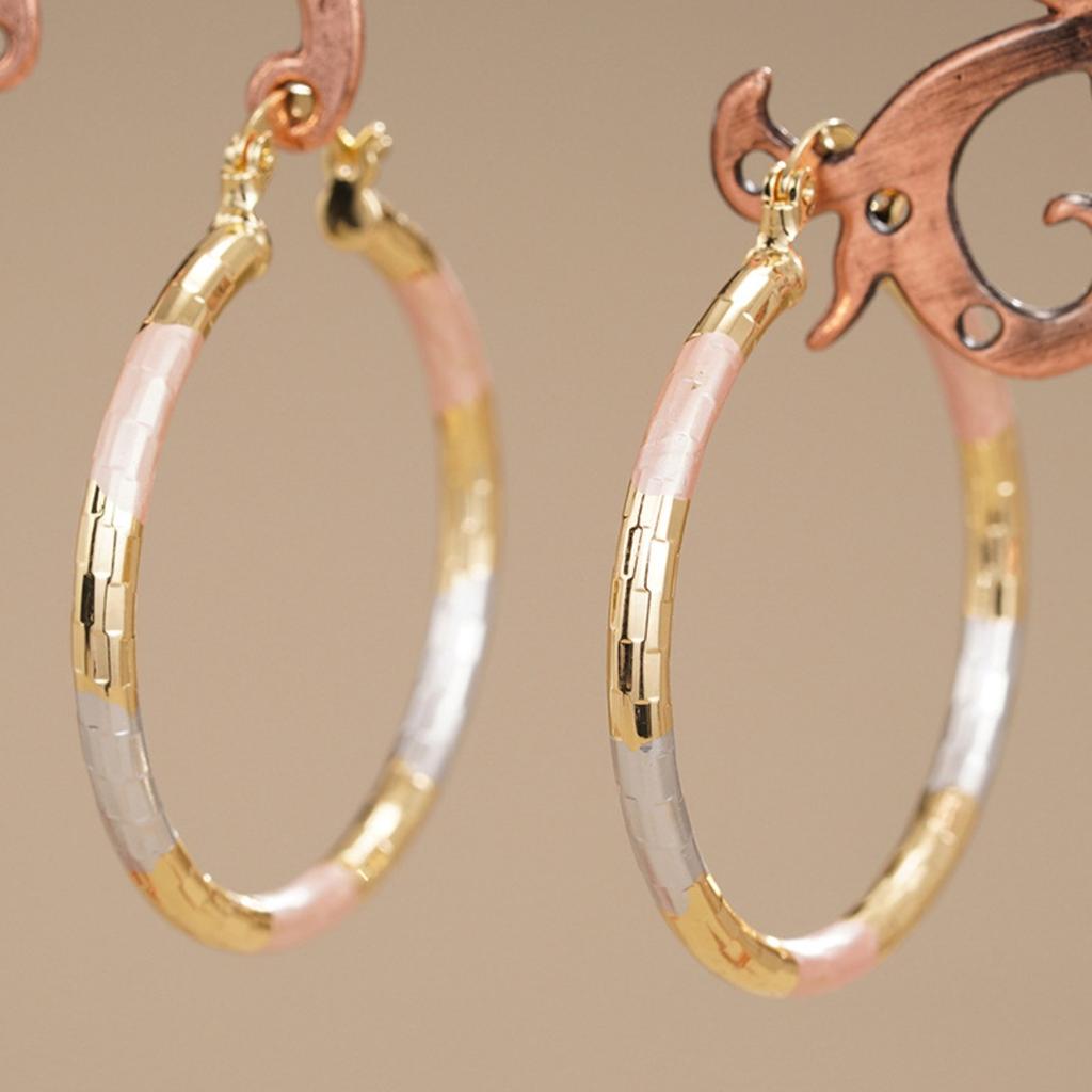 Tri Color Enamel Checkered Texture Thin Round Hoop Huggie Earrings Niche Designer Women Jewelry