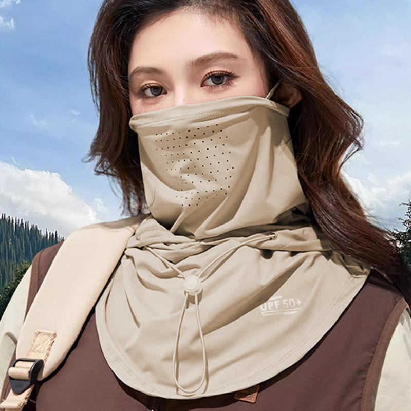 UPF 50+ Solhatt med Ansiktsmask och Nackskydd Andningsbar Isilke Helansikts Solskyddshatt för Körning Utomhusaktiviteter