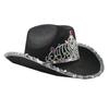 Women Cowboy Hat Rhinestones Inlay Crown Shiny Sequined Hat Brim Western-Themed Night Party Ladies Fancy Dress Festival Cowboy Costume Accessories