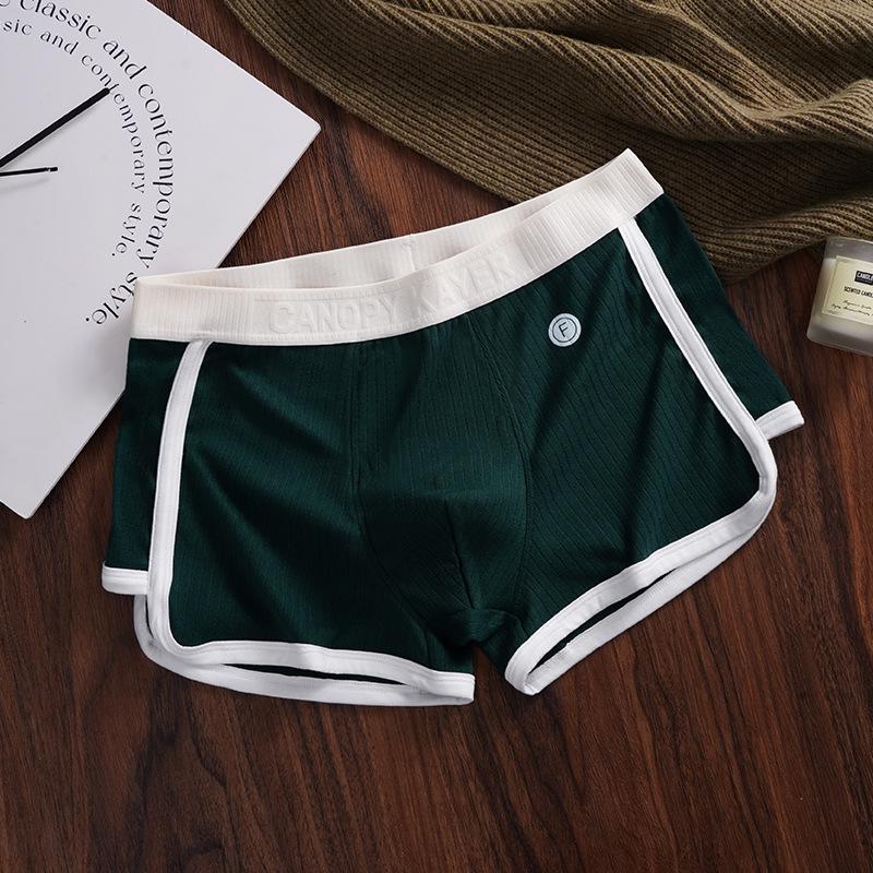 Men's Antibacterial Breathable Loose Fit Boxer Briefs Mid-Rise Striped Shorts