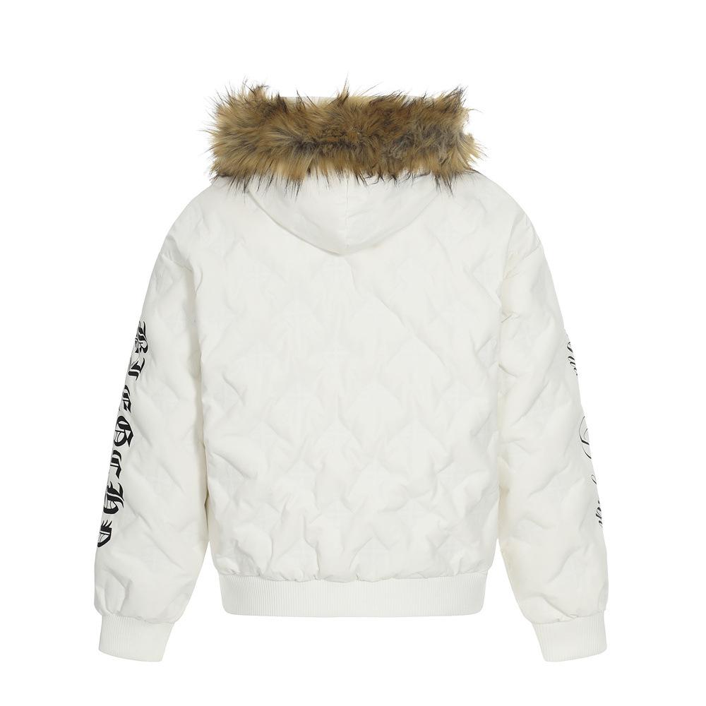 Herrs Amerikansk Retro Huvförsedd Dunjacka med Pälskrage - Trendig, Lös, Mångsidig Ytterkläder.