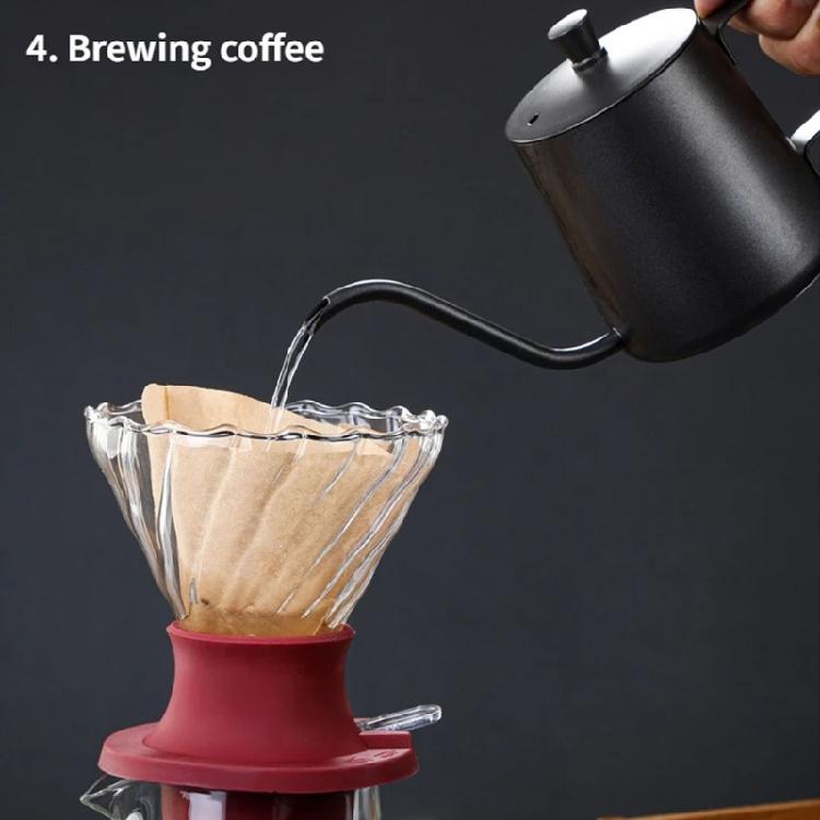 Decorative Waved Glass Coffee Filter Including Silicone Base Professional Stable Coffee Dripper for Home Use