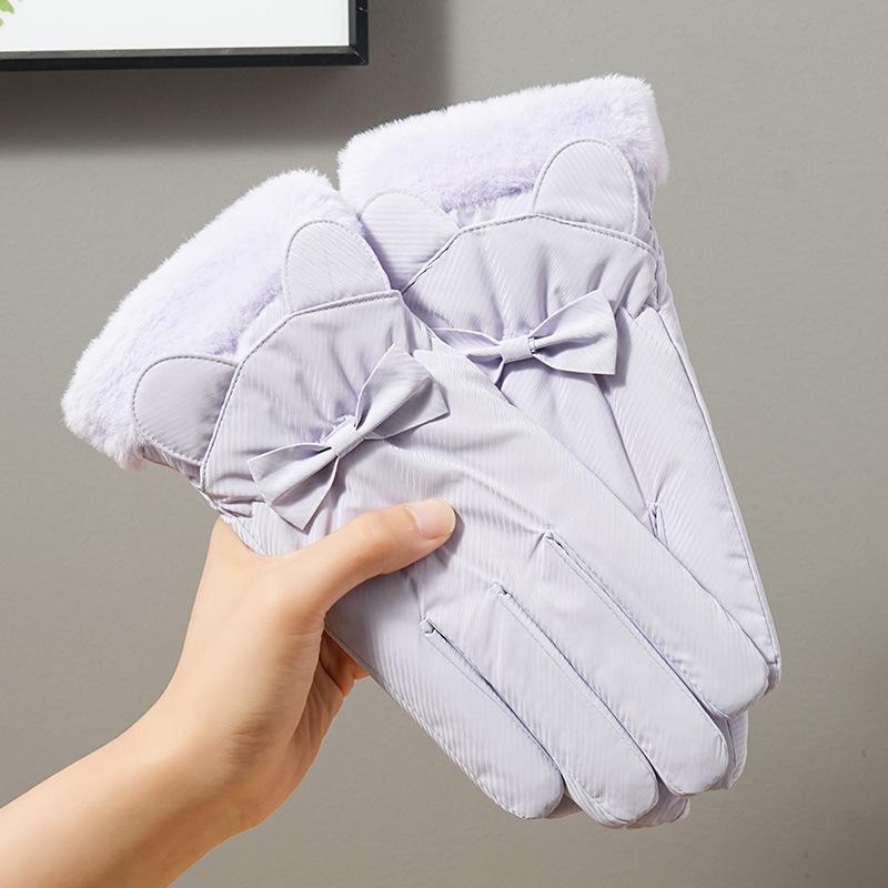 Utomhus Skidhandskar Vattenavvisande Kvinnliga Studenter I Björn Pekskärm Cykling Köldtåliga