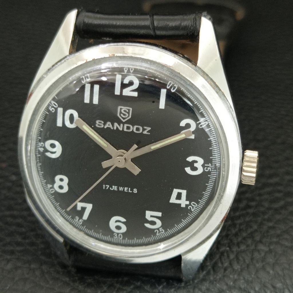 VINTAGE SANDOZ HANDAUFZUG SCHWEIZER HERREN ÜBERHOLTE UHR a709624-1