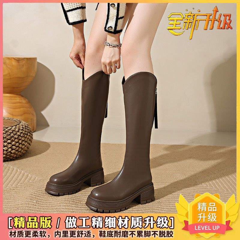 Small Thick-soled Boots Women's 2025 Autumn Velvet But Knee-high Knight Boots Boots Boots Women's Autumn and Winter Boots