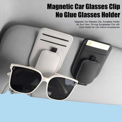 Magnetischer Brillenclip für das Auto, Sonnenbrillenhalter für den Sonnenschutz, Fahrsonnenbrillenclip mit Kartenhalter für Auto-Innenzubehör