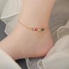 Colorful Retro Baroque Zircon Anklet, Titanium Steel, 18K Gold, Non-Fading Hip Hop Jewelry for Women