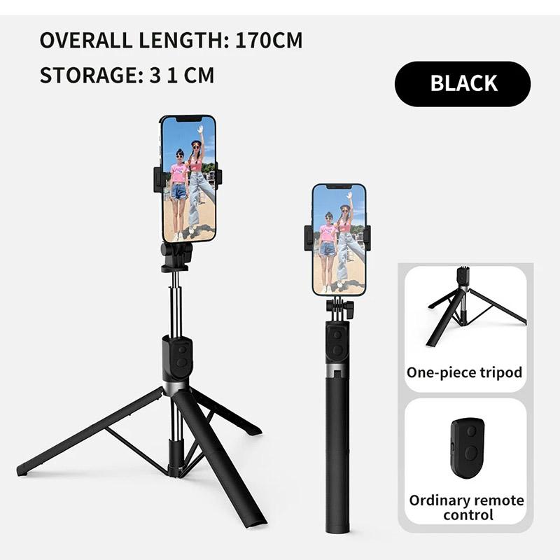 

BT11 0.31-1.7m Telescopic Tripod Stand Phone Clip Holder Selfie Stick with Bluetooth-compatible Remote Control Type A