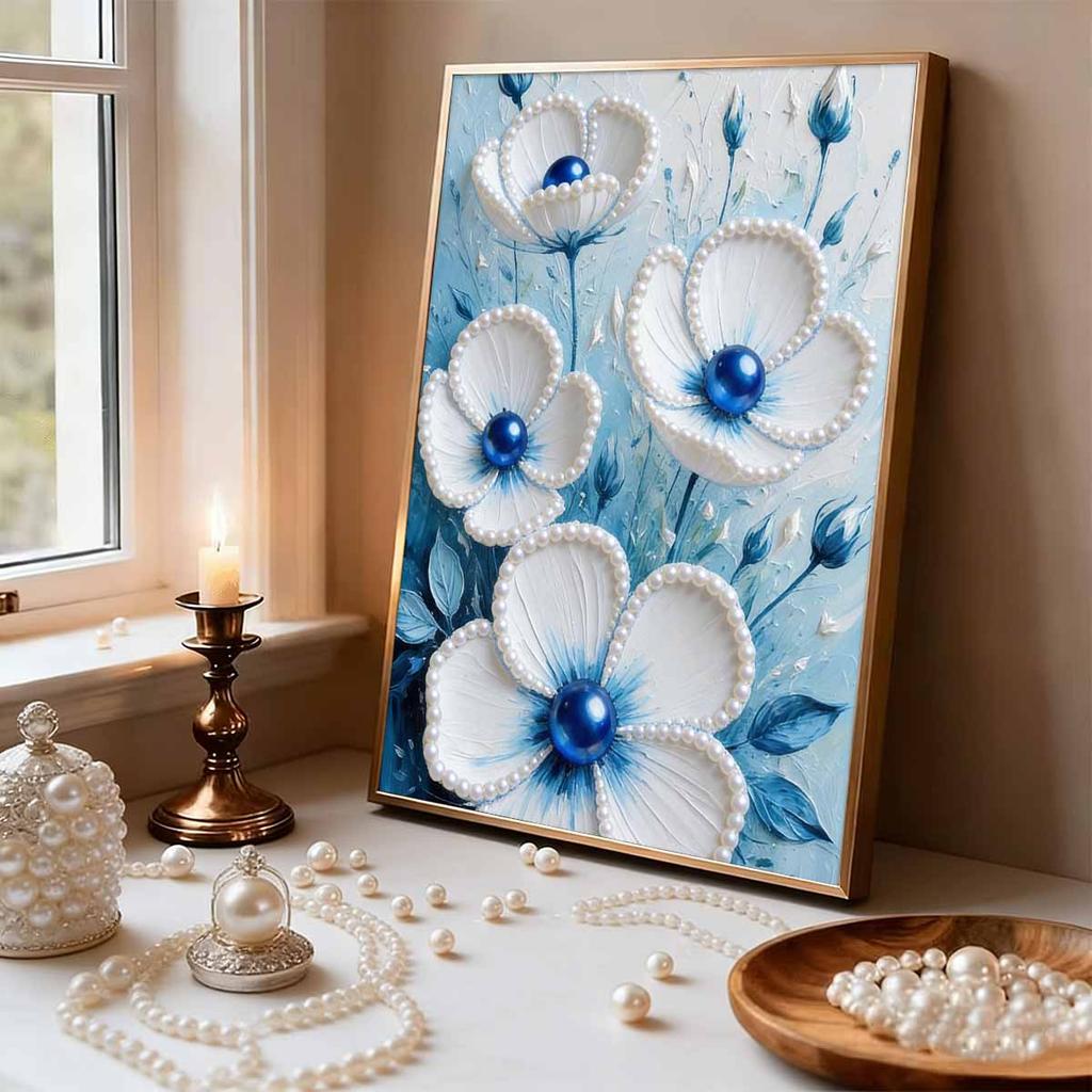 Pearl Painting Kit Flower Theme Frameless Handicraft DIY Bedroom Decoration Living Room Wall Art Room Decoration Art Craft Decoration