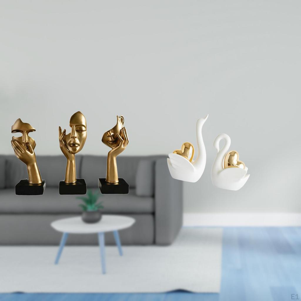 Resin Thinker Swan Figurines Abstract Art Sculptures Tabletop Decorations Crafts Souvenirs for
