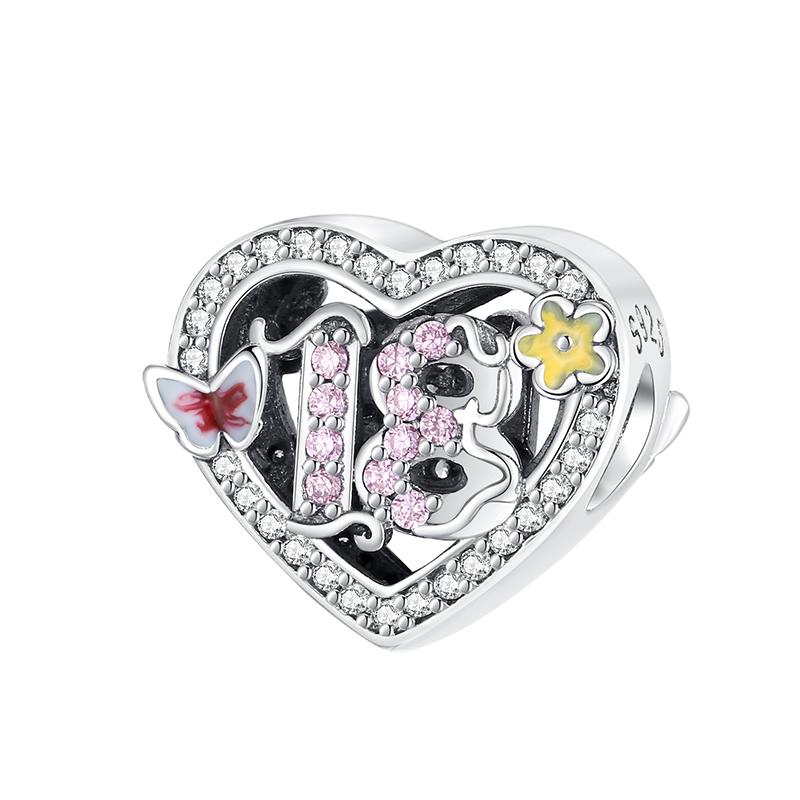Multi Color Charms Fit Fashion Original Bracelets 925 Silver Colorful Zircon Rainbow Bead Love Heart Clip Charm DIY Jewelry