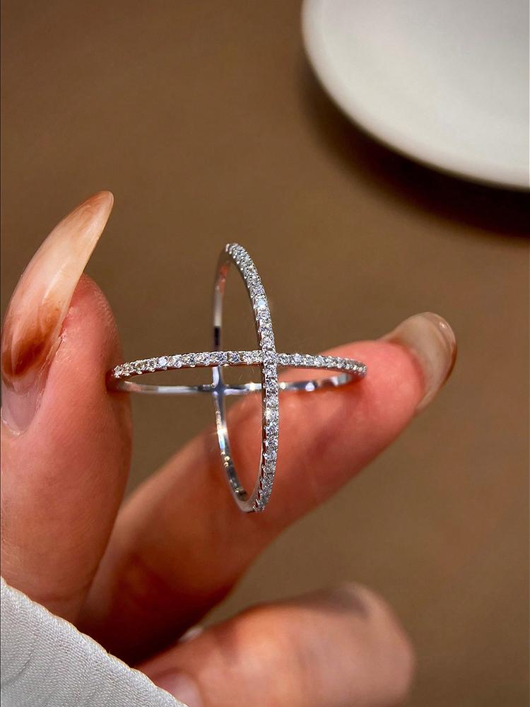925 Silver Simple Classic Gorgeous Zircon X-Shaped Ring For Women Engagement Wedding Luxury High Quality Fine Jewelry