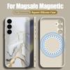 For Samsung Galaxy S25 Ultra S24 S22 Plus S23 S21 A56 A36 A16 A55 Marble Pattern Shockproof Tpu Soft For Magsafe Magnetic With Lanyard Slim Case Cover