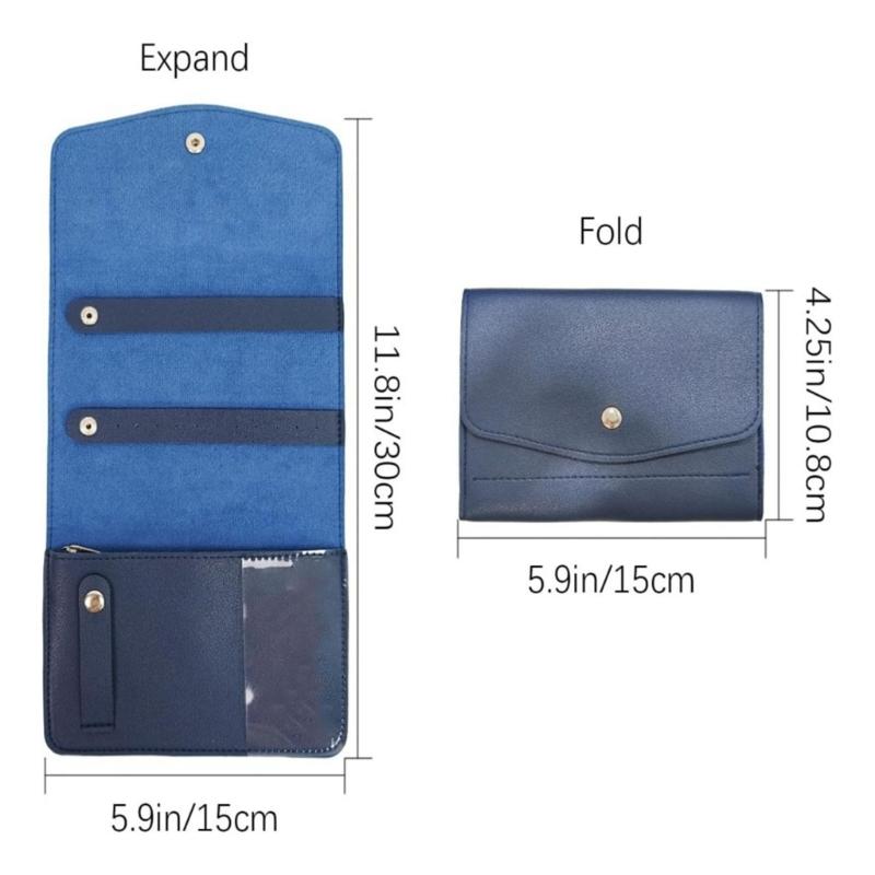 Portable Jewelry Storage Roll Up Case With Multiple Compartments To Prevent Tangling Ideal For Travel 15X13X2cm