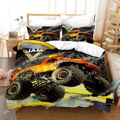 3D-Druck Anime Monster Jam Bettwäsche-Set 3D-Druck Geeignet für Schlafzimmer Bettbezug-Set Mit Kissenbezügen Kinder Heimtextilien