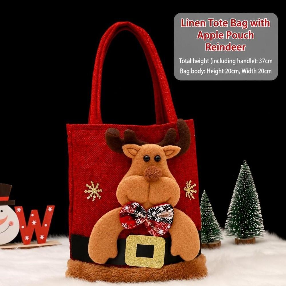 Material Gift Bags Animal Design Handheld Style Candy Bags Apple Candy Print Christmas Decoration Storage Bags Children Party