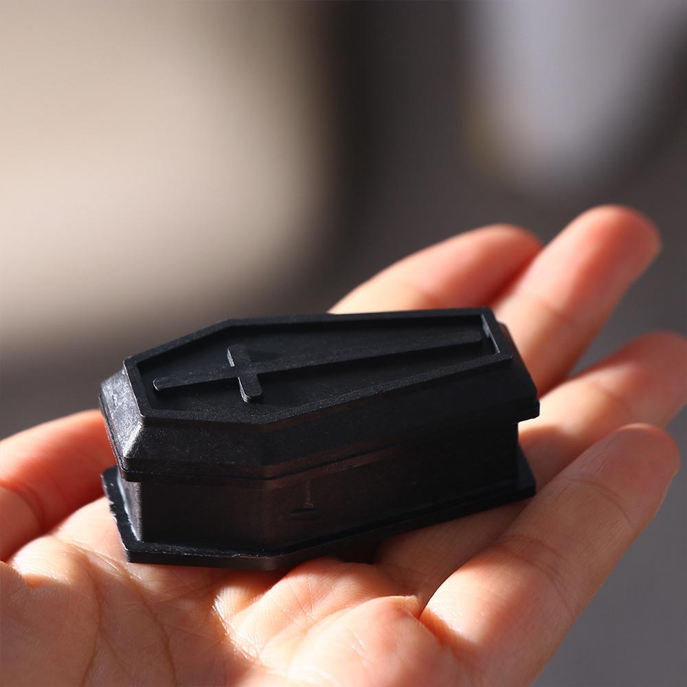 Mini Candy Container Halloween Coffin Box with Lids Removable Halloween Coffin Model Black Plastics Bar