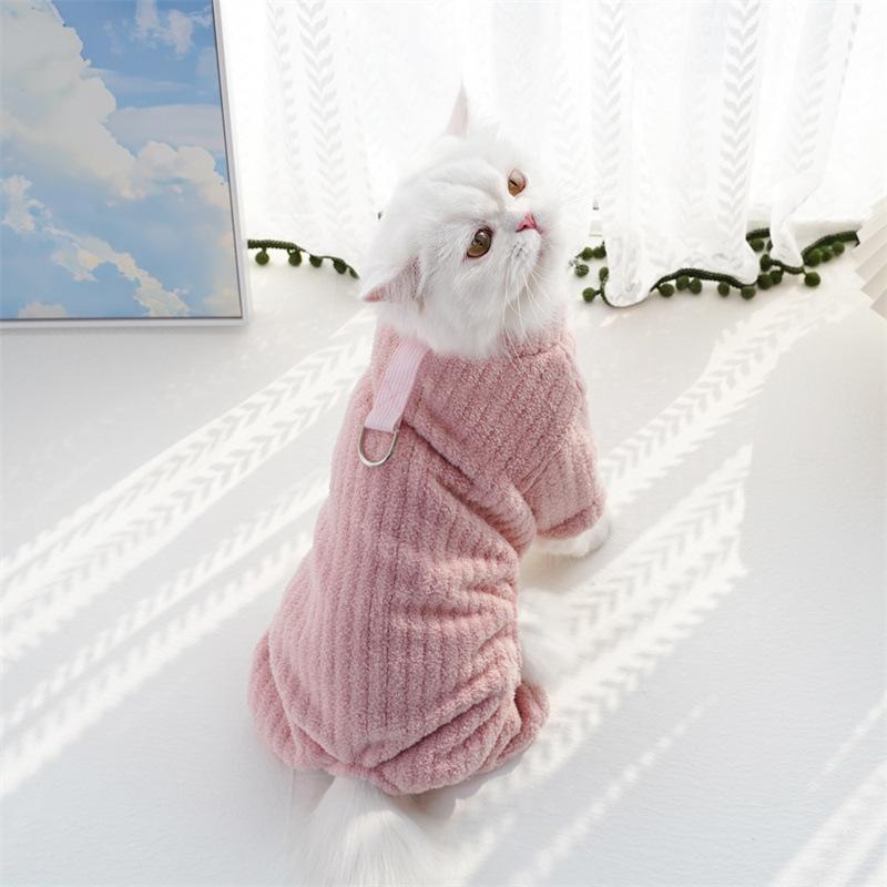 

Warm Fleece Dog Pajamas Solid Overalls for Dogs Four Legged Jumpsuit Clothes for Small Medium Dogs Puppy Onesie Sleepingwear L рожевий