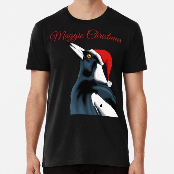 Maggie Christmas#039; Magpie Christmas Art TShirt Made in Australia Unisex T-Shirt L