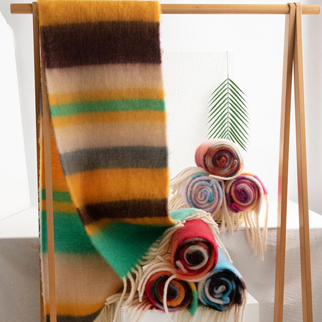 New Winter Plaid Cashmere Scarf Women Luxury Warm Shawls Poncho Tassel Thickened Men Unisex Neck Pashmina Scarf Rainbow Echarpe