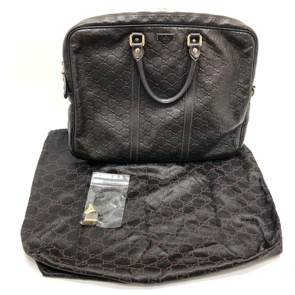 GUCCI 201480 Sima Line Hand Bag Business bag Briefcase Leather Brown