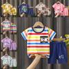 Baby Boy Girl Summer Cotton Short Sleeve Tshirt And Shorts Set With Animal Prints For Toddler Kids