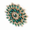 Kristallglas Strass Dekoration DIY Kleidung Damen Accessoires 11cm(Grüne Goldene Basis)