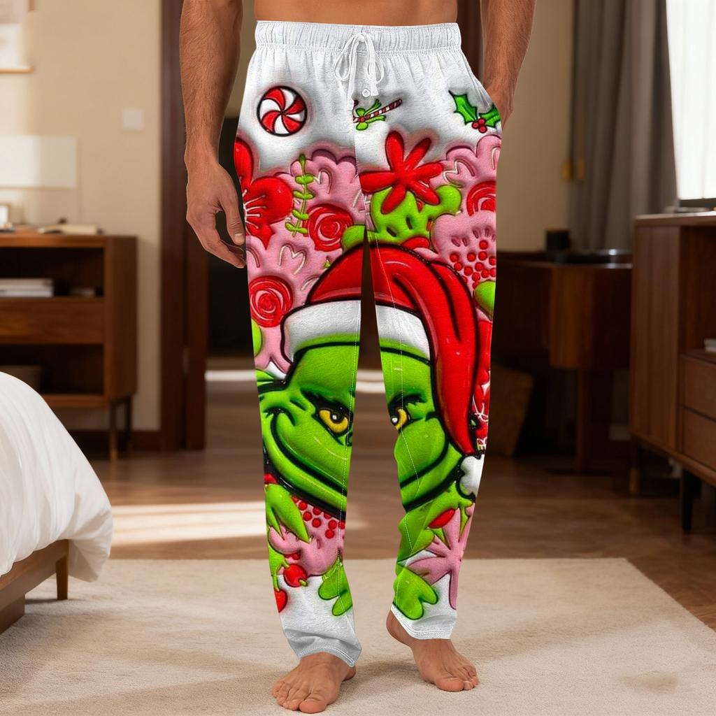 Men's Plain Knit Solid Pocket Casual Pants Home Pajama Pants