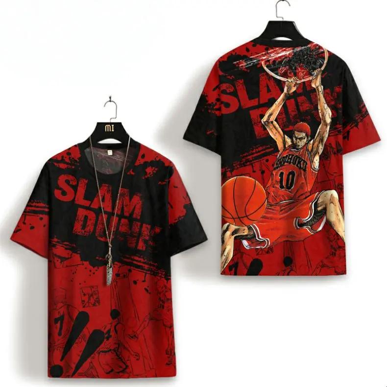 

Футболка SLAM DUNK Совместная Короткий рукав Мужская Женская Большая Сакураги Цветочная Дорога Летняя Футболка Баскетбол Спорт Детские Топы 2025 S
