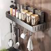 No-Drill Wall-Mounted Kitchen Spice Rack with Knife Holder & Hooks