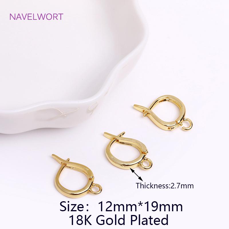 18K Gold Plated Brass Earring Hook Clasp,High Quality Ear Wire For Earring Making Findings,Accessories For Earrings
