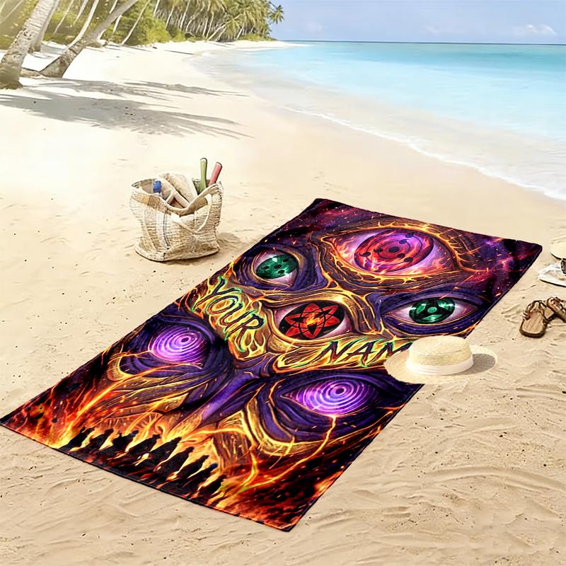 Custom NamePsychedelic Art Beach Towel Soft Microfiber Summer Towel Quick Dry Absorbent Towel for Beach Swimming Pool Travel