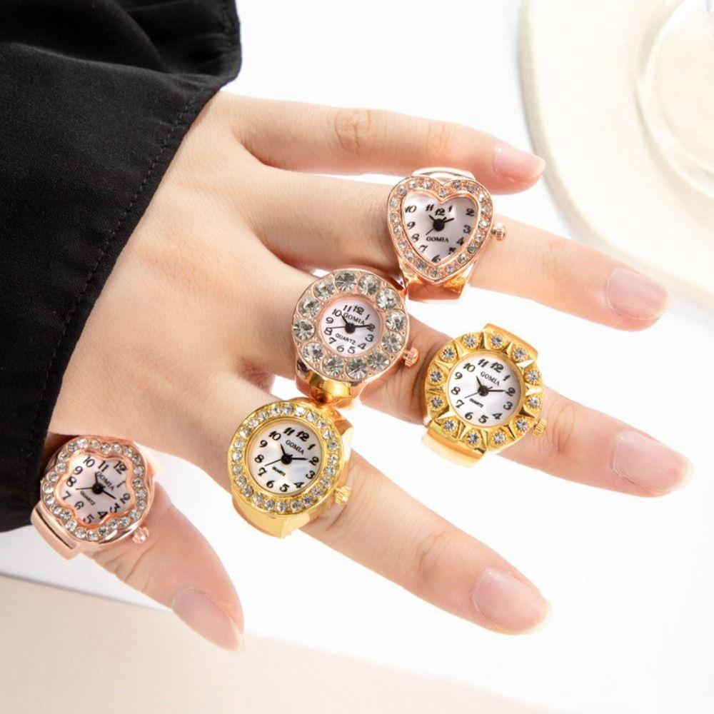 Diamond Ring Watch Stainless Steel Ladies Watch Fashion Finger Watch  Women