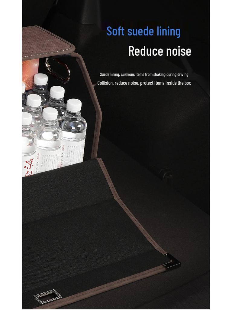 Großer Kofferraum-Organizer für das Auto, Leder mit Schafsfellmuster, Aufklappbares faltbares Design.