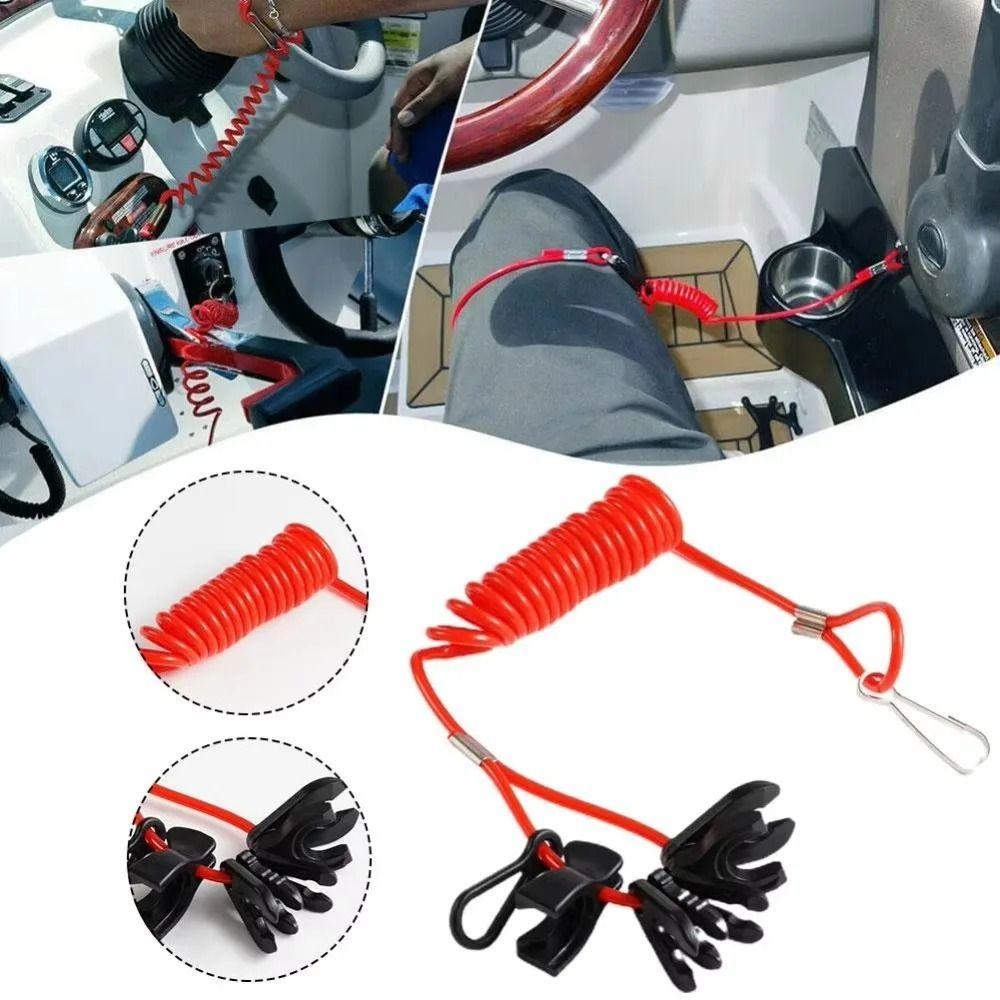 Quick Pull Shutoff Emergency Stop Cord Elastic Braided Rope Motor Kill Switch Outboard Engine Use