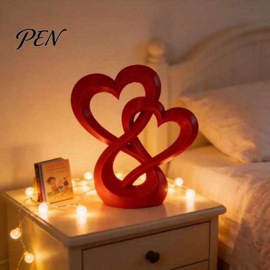 Intertwined Hearts Sculpture Figurine, 3D Printed Love Statue, Table Living Room Display Decor Centerpiece for Wedding Romantic Gift Couples