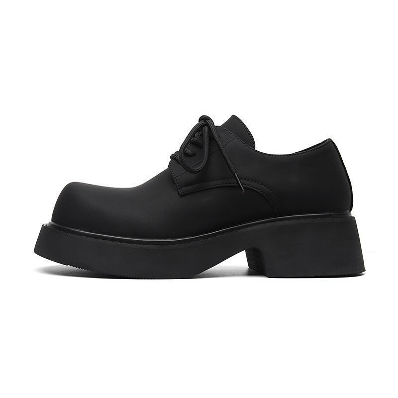 Big head leather shoes heightened derby shoes new retro high street handsome platform ins leather shoes