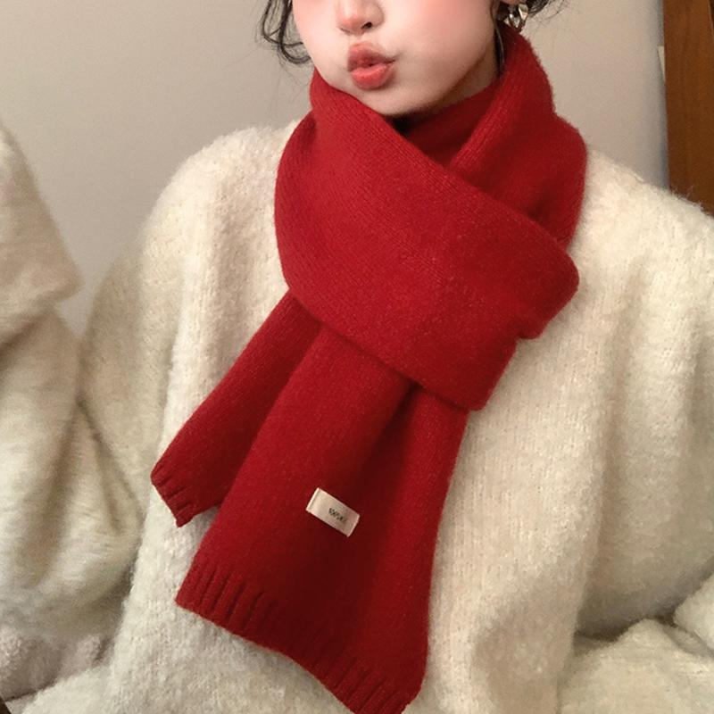 2025 Autumn And Winter  Korean Version Ing Style Solid Color Scarf Student Warm Knitted Versatile Couple Scarf