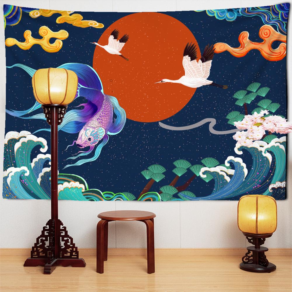 Fee Kran Koi Ölgemälde Wandteppich Hängen Böhmischen Geheimnisvolle Psychedelische Wohnzimmer Schlafzimmer Wohnkultur