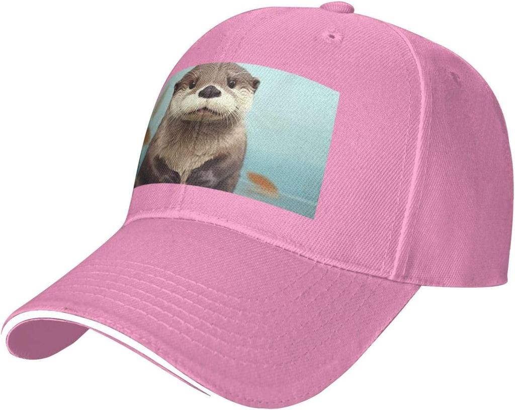 Cute Otter Animal Print Baseball Cap Polyester Adjustable Casual Summer Baseball Hat for Adults