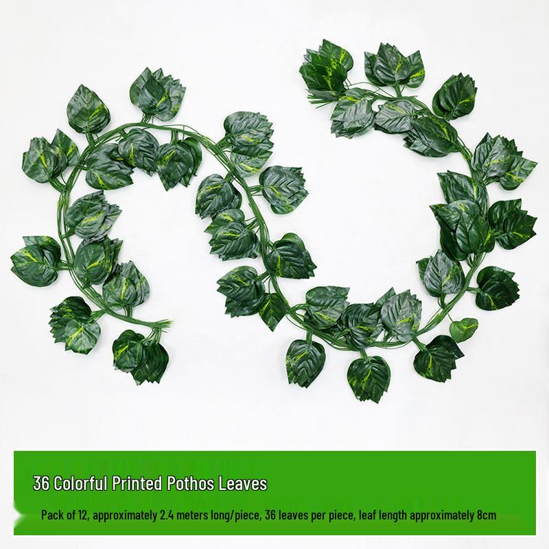 Rattan Air Conditioning Pipe Cover with Artificial Green Vines and Leaves