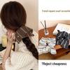 2025 Retro Striped Square Scrunchie with Korean Bow